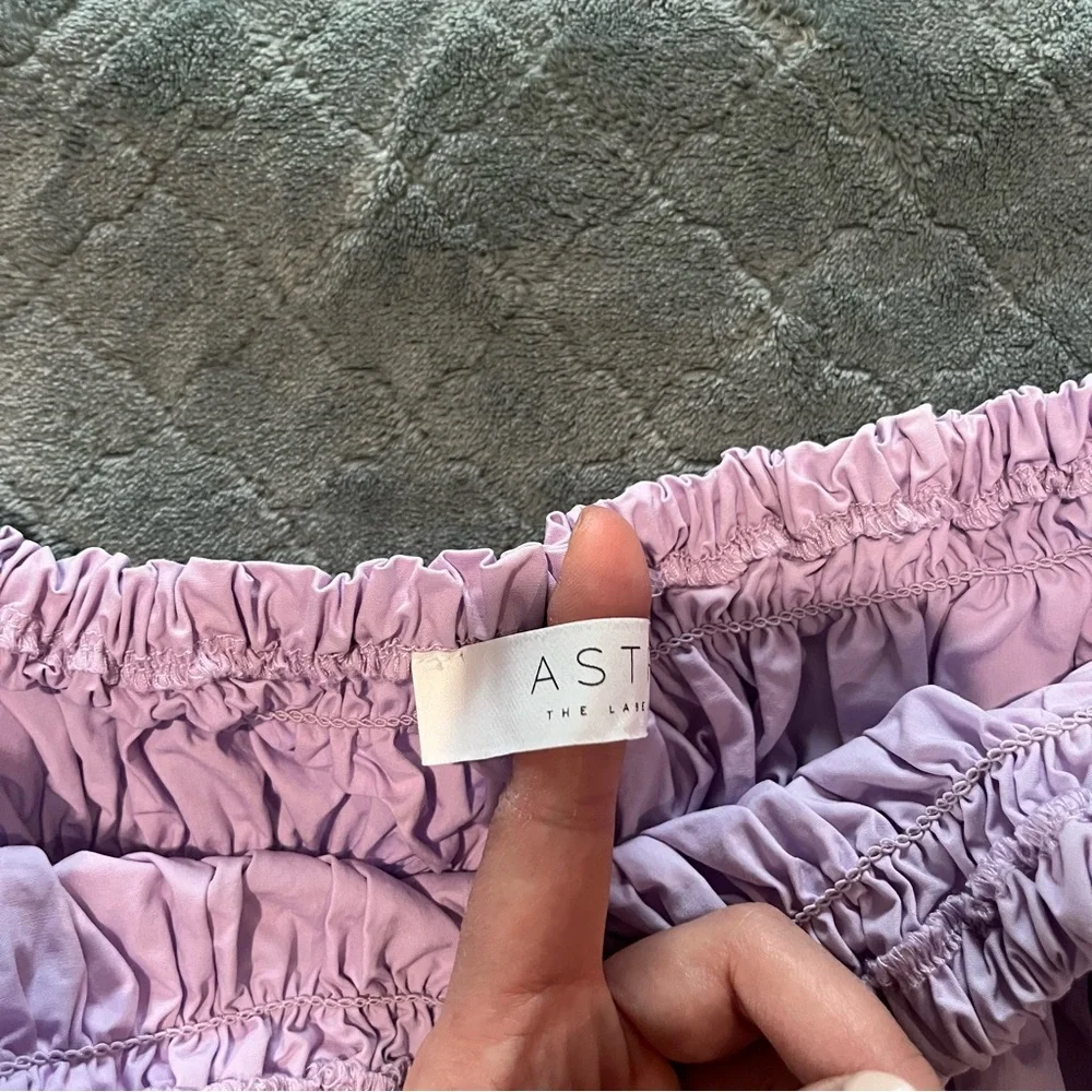 Astr Purple Princess Puff Sleeve corset waist Smocked‎ whimsical Blouse M